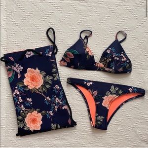 Floral Bikini Set with Bag
